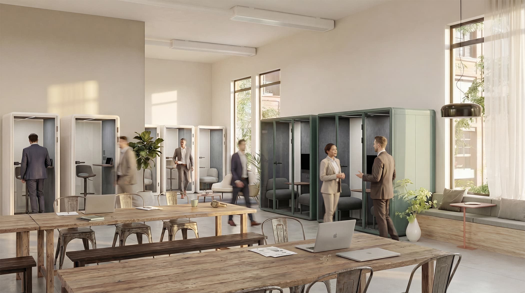 Absoro kantoor phone booth in moderne werkomgeving